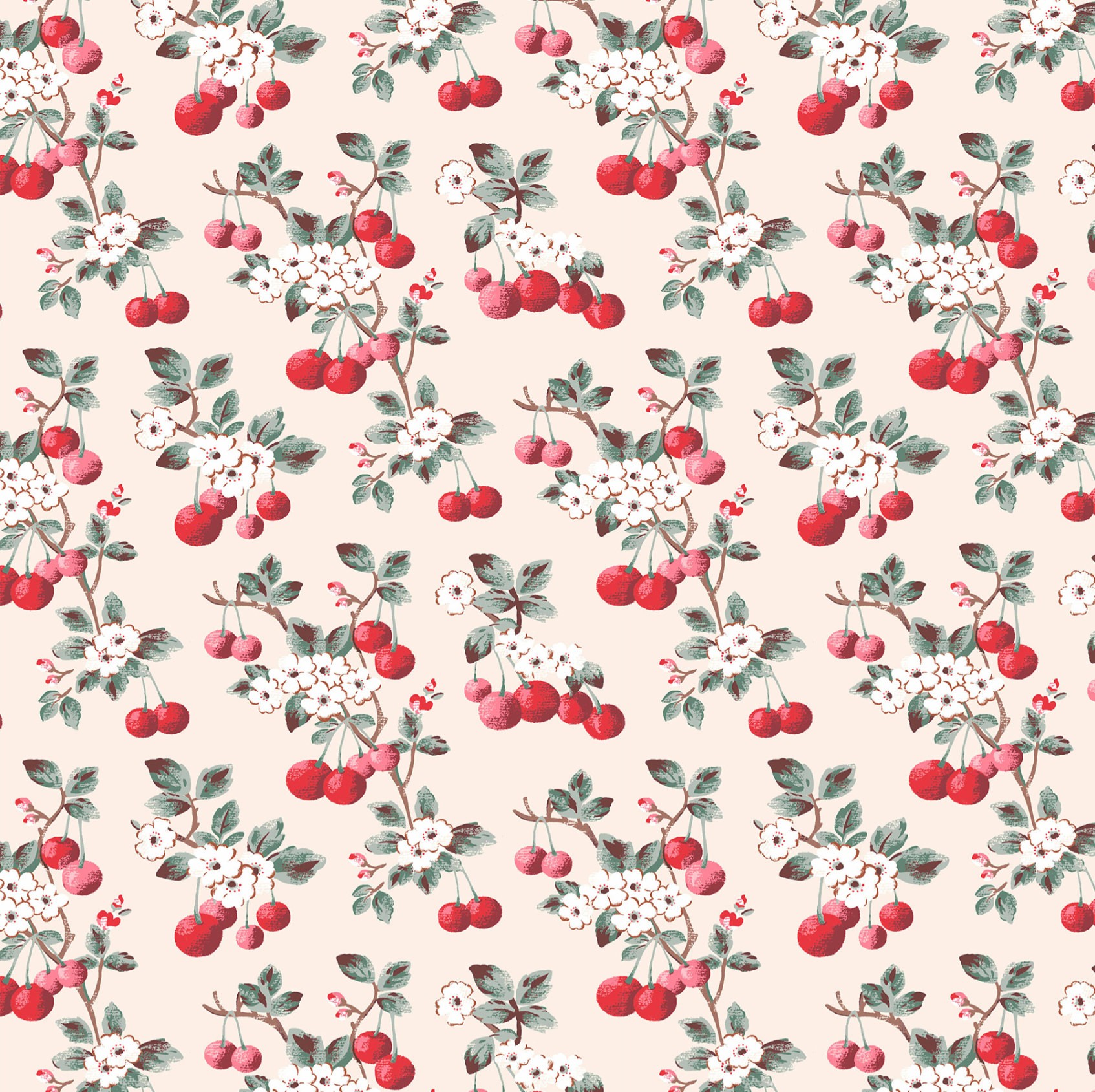 Cath Kidston Cherry Sprig Red Dimout Roller Blind