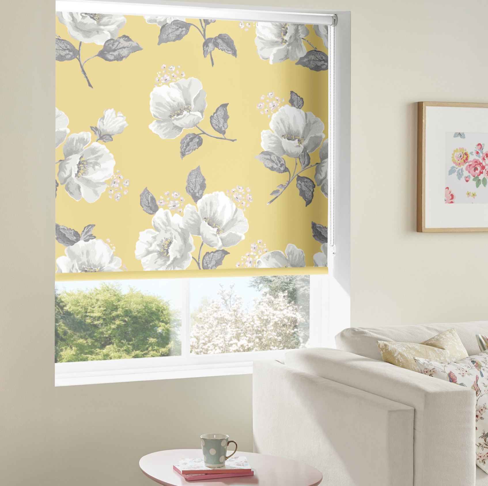 Cath Kidston Wild Poppies Citrine Dimout Roller Blind