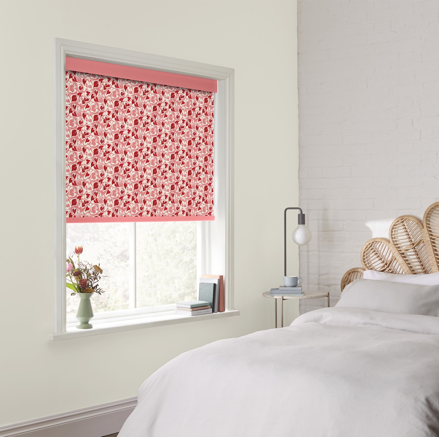 Cath Kidston Marble Hearts Ditsy Red Blackout Roller Blind