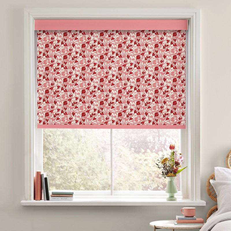 Cath Kidston Marble Hearts Ditsy Red Dimout Roller Blind