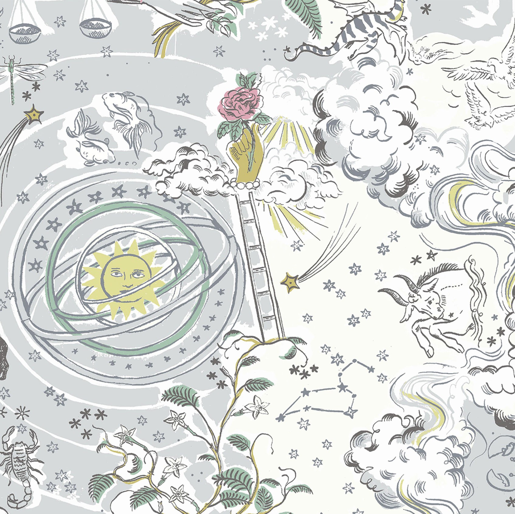 Cath Kidston Power to the Peaceful Mint Blackout Roller Blind