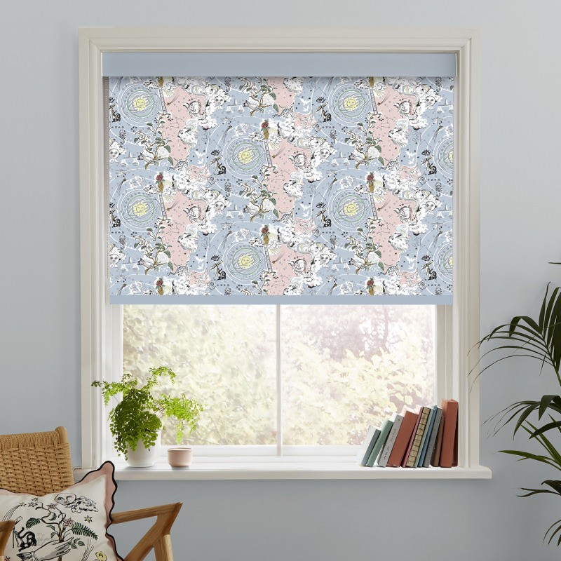 Cath Kidston Power to the Peaceful Pink Blue Blackout Roller Blind