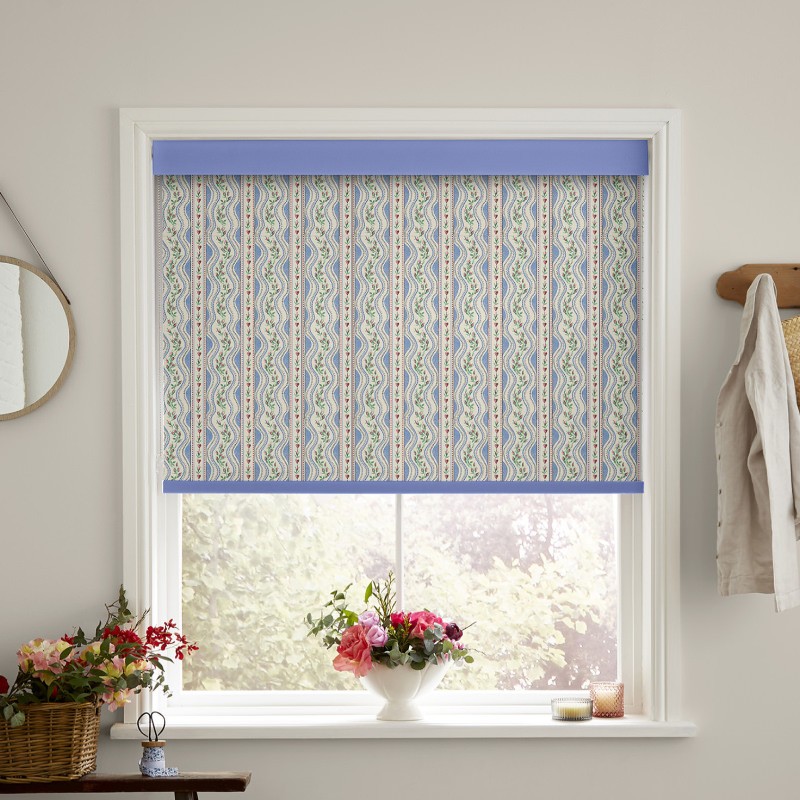 Cath Kidston Wiggle Rose Blue Blackout Roller Blind
