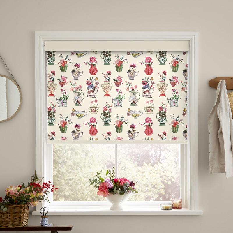 Cath Kidston Cups and Vases Cream Dimout Roller Blind