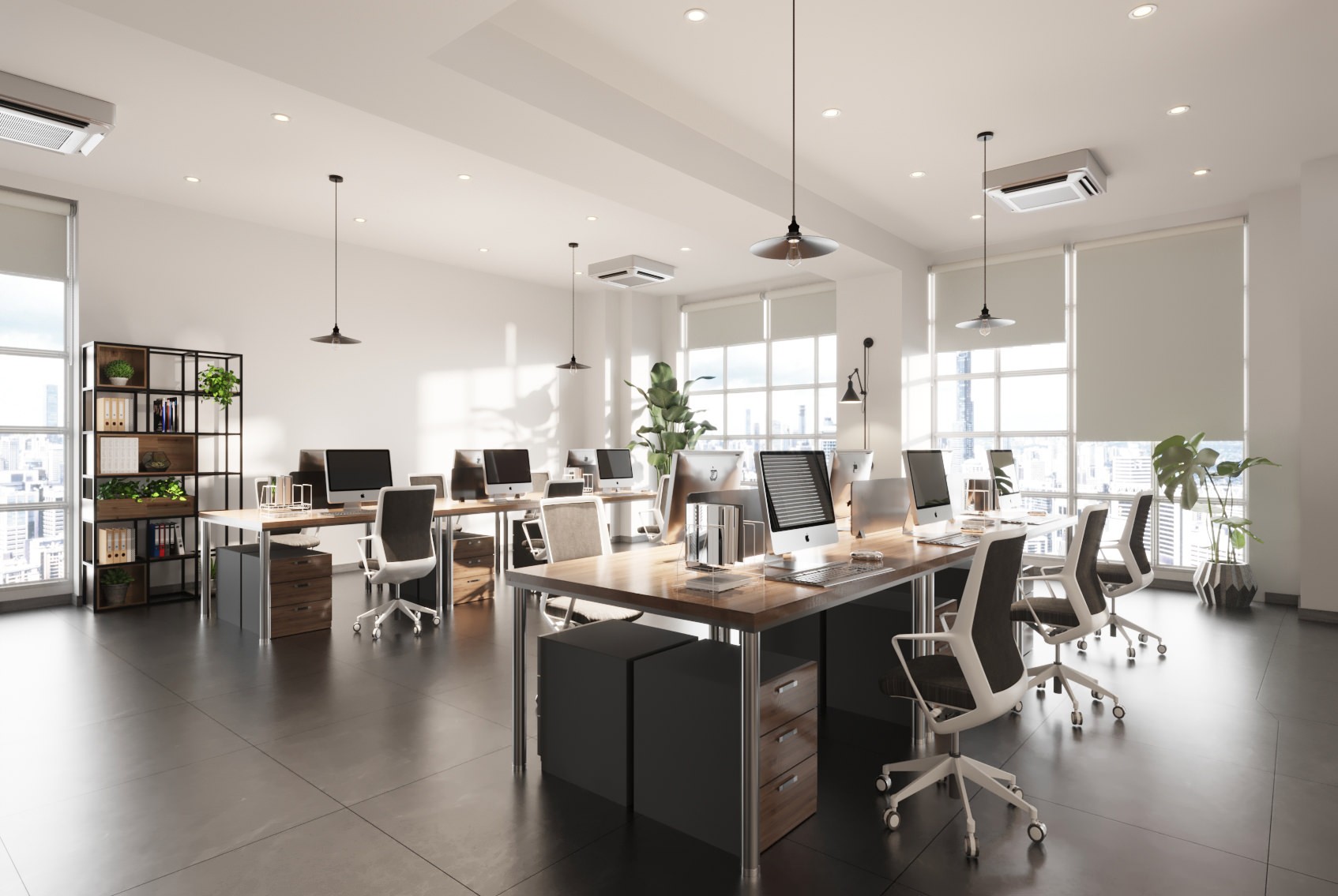 Commercial FR Dimout Linen Cordless Roller Blind