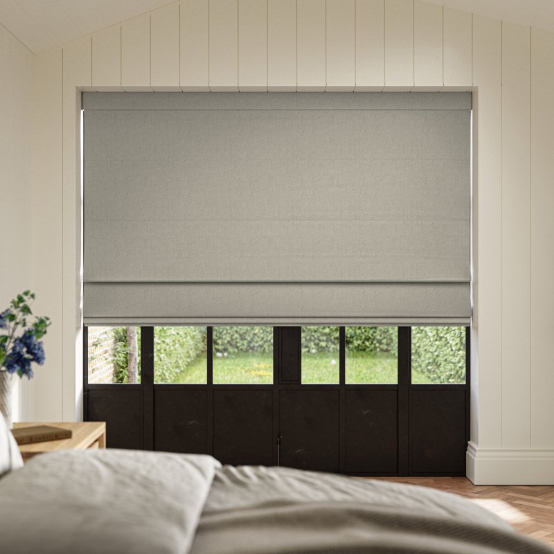 Lou Seasame Plain Roman Blind, a warm and toasty light golden-brown neutral fabric