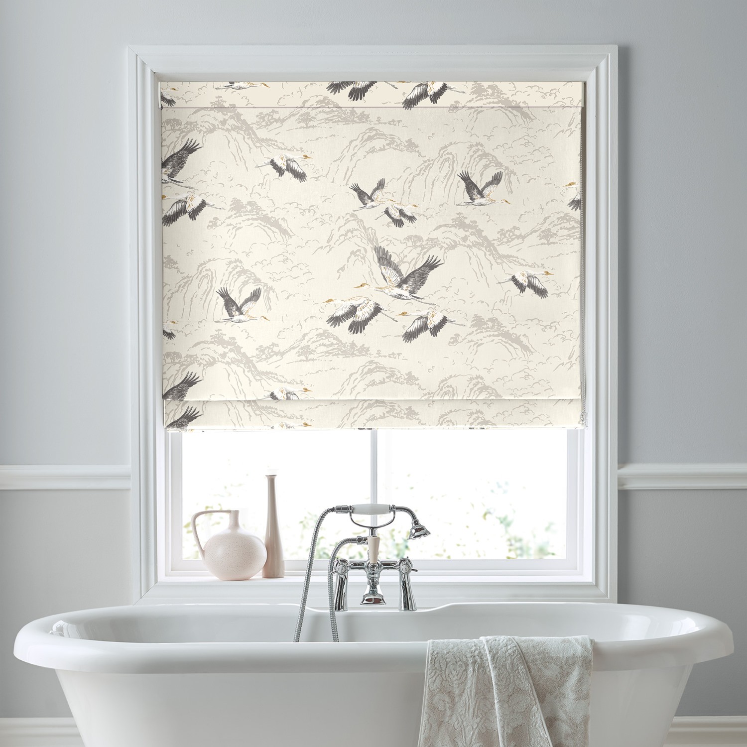 Laura Ashley Animalia Silver Roman Blind