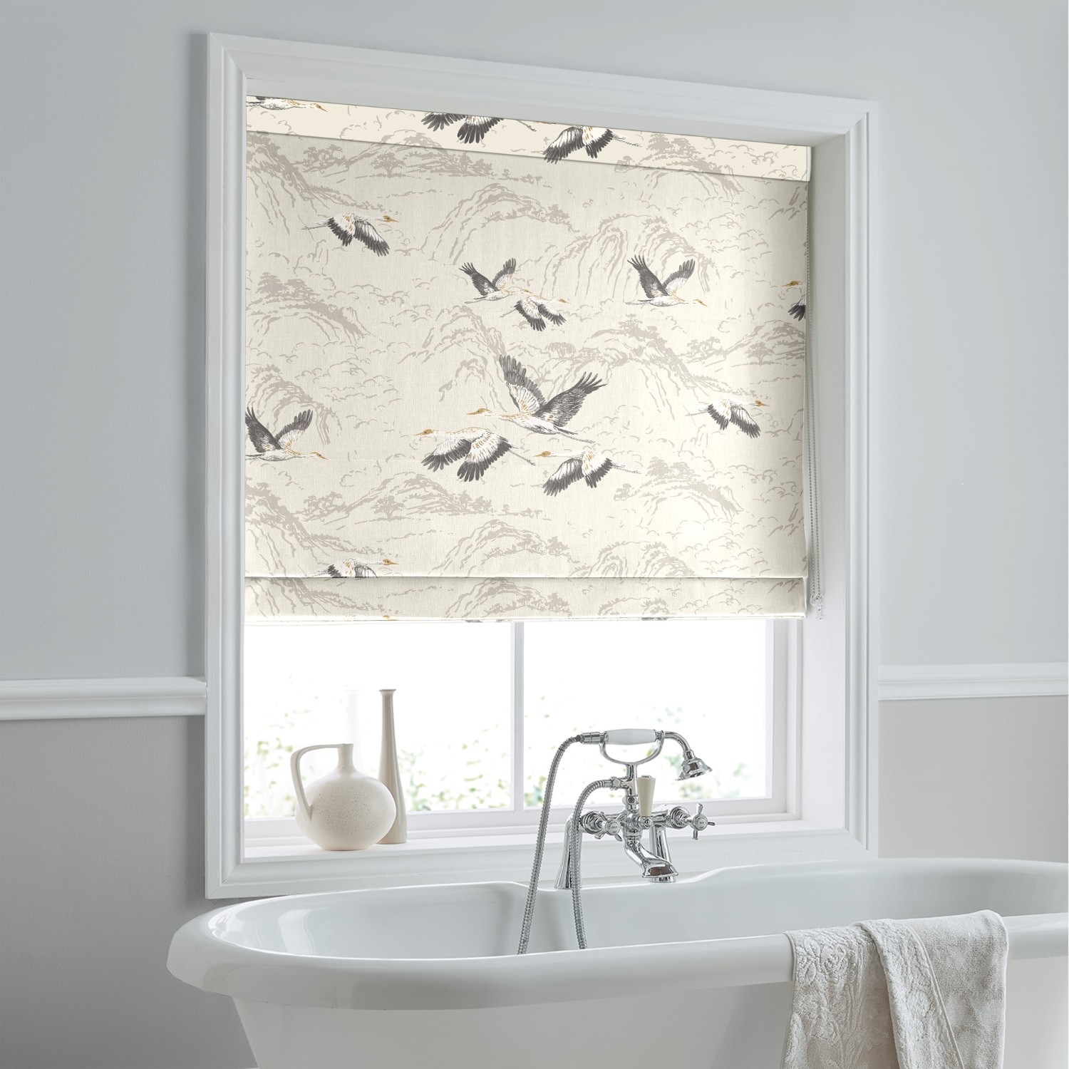 Laura Ashley Animalia Silver Roman Blind
