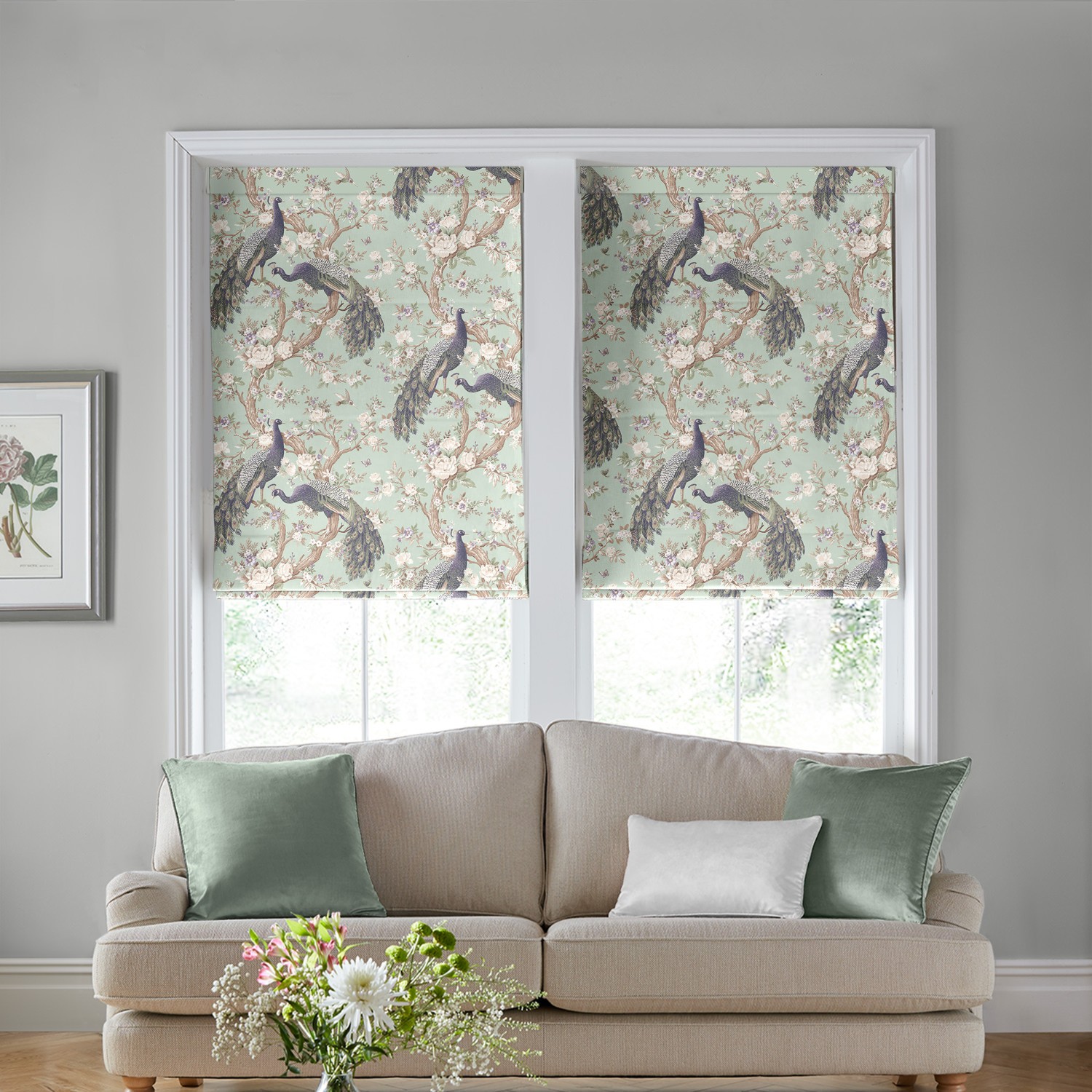 Laura Ashley Belvedere Duck Egg Roman Blind