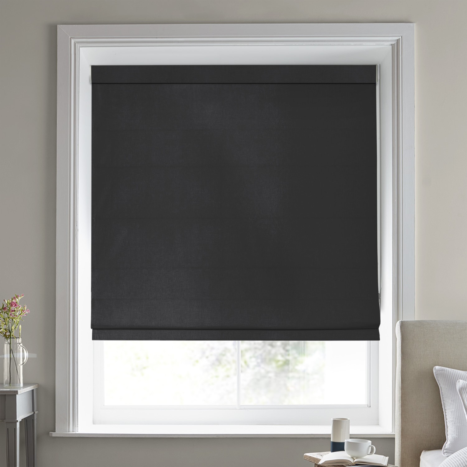 Laura Ashley Swanson Charcoal Roman Blind