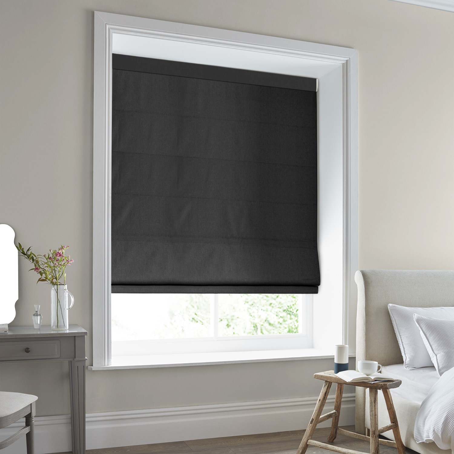 Laura Ashley Swanson Charcoal Roman Blind