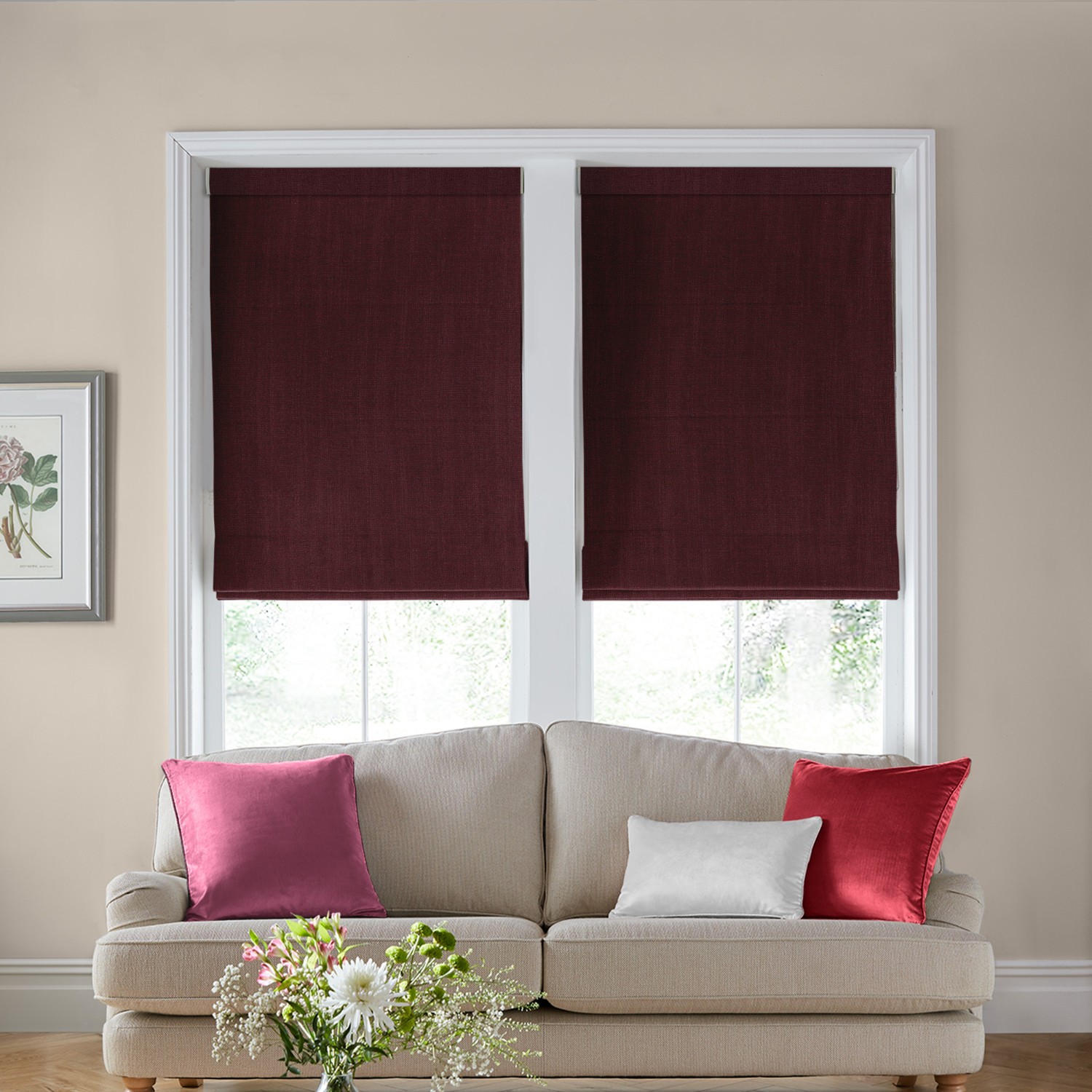 Laura Ashley Swanson Dark Cranberry Roman Blind