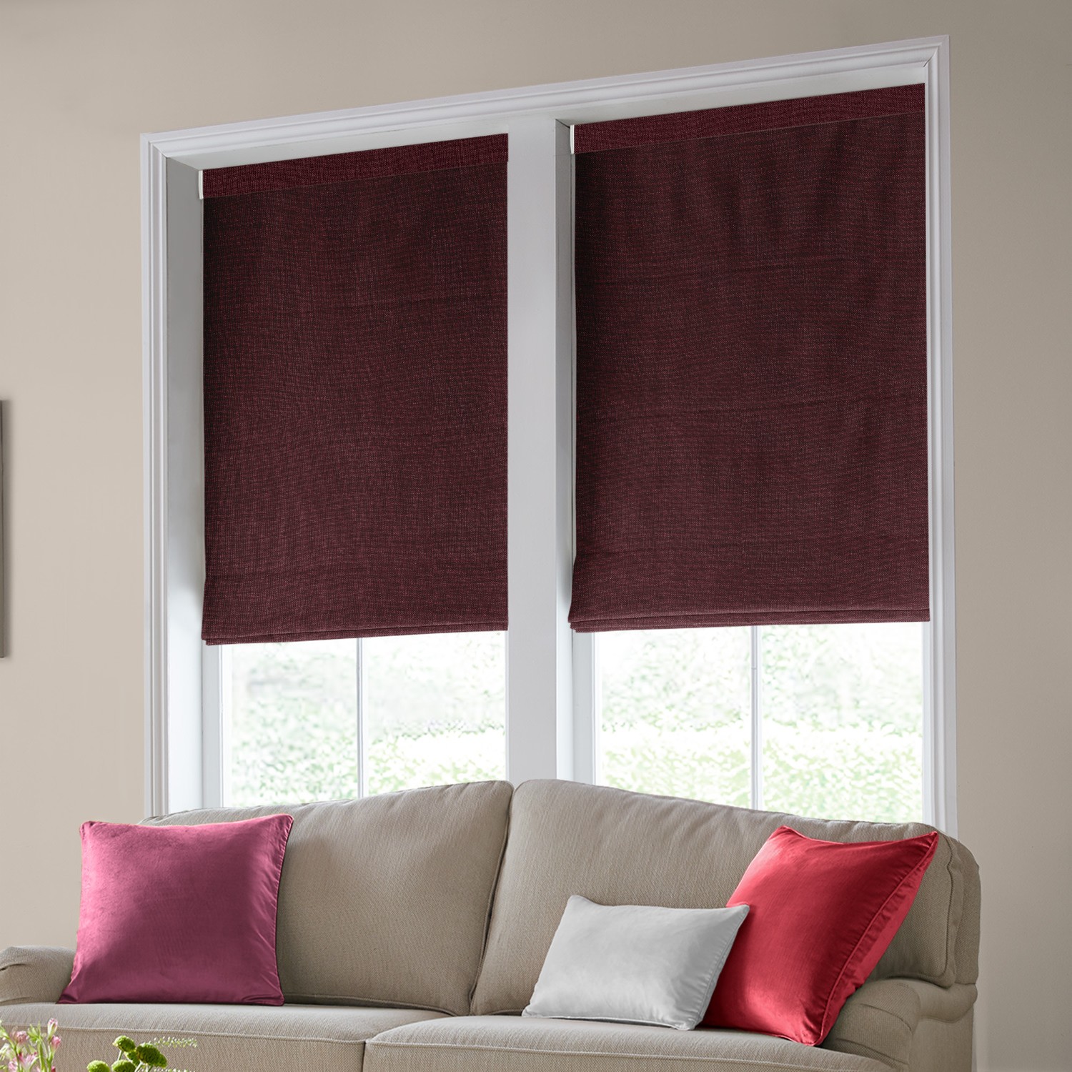 Laura Ashley Swanson Dark Cranberry Roman Blind