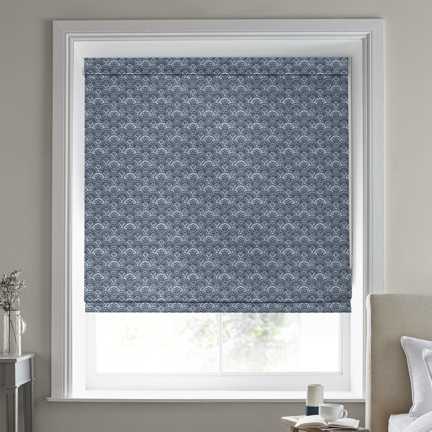 Laura Ashley Musica Velvet Dusky Seaspray Roman Blind
