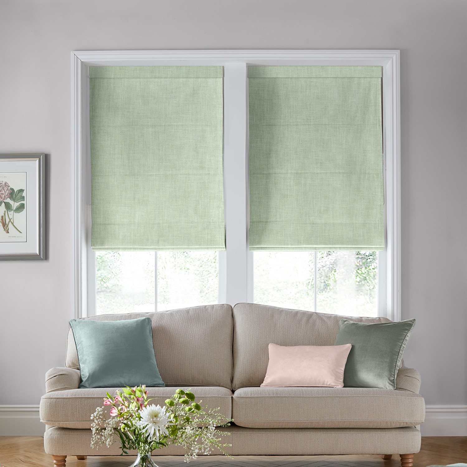 Laura Ashley Easton Sage Roman Blind