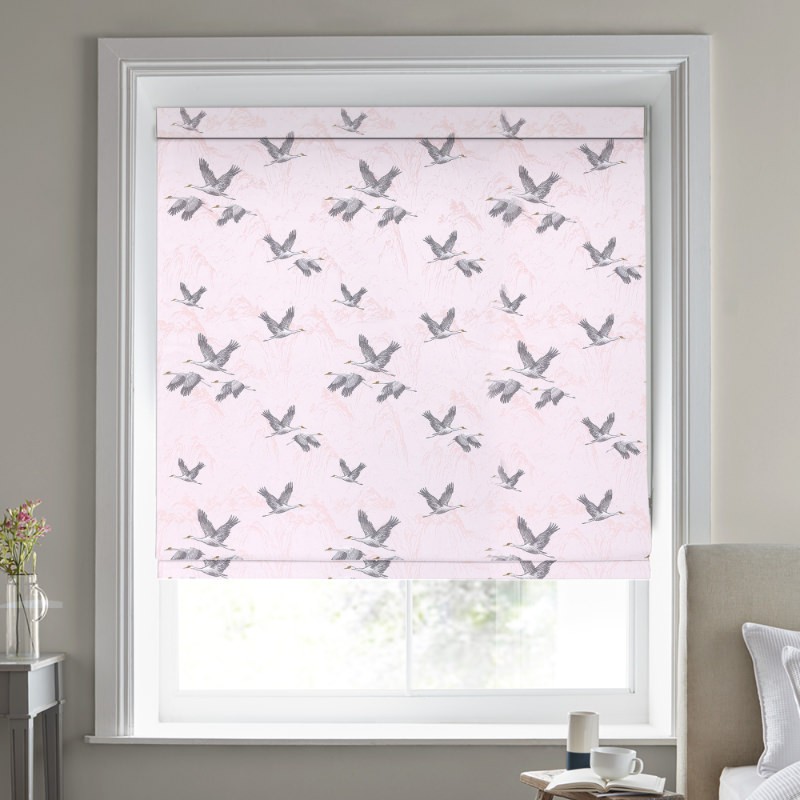 Laura Ashley Animalia Embroidered Blush Roman Blind