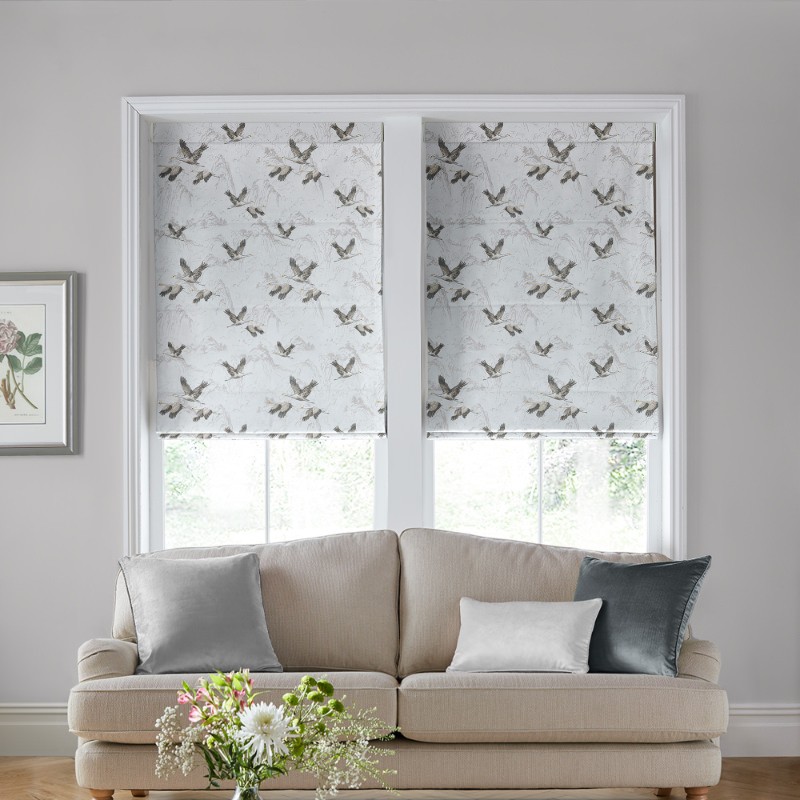 Laura Ashley Animalia Embroidered Silver Roman Blind