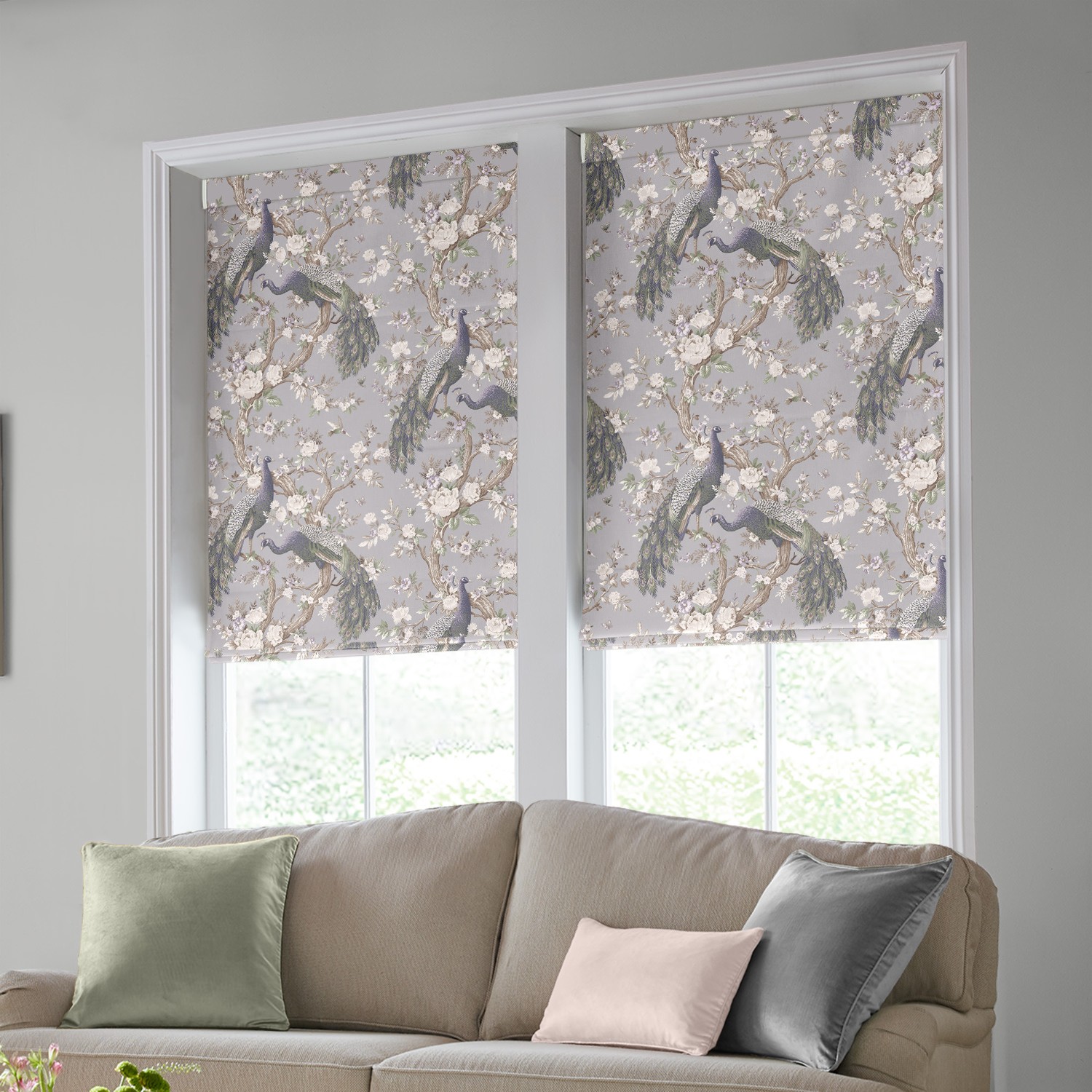 Laura Ashley Belvedere Velvet Pale Iris Roman Blind