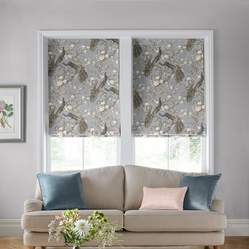 Laura Ashley Belvedere Velvet Chalk Blue Roman Blind