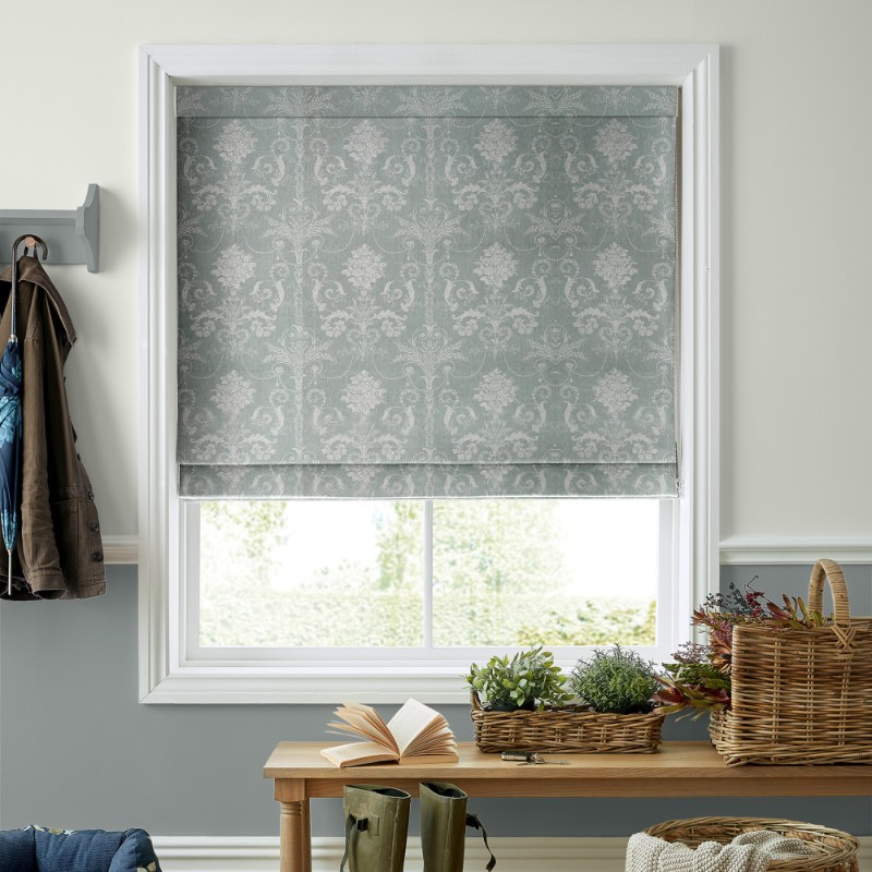 Laura Ashley Josette Woven Grey Green Roman Blind