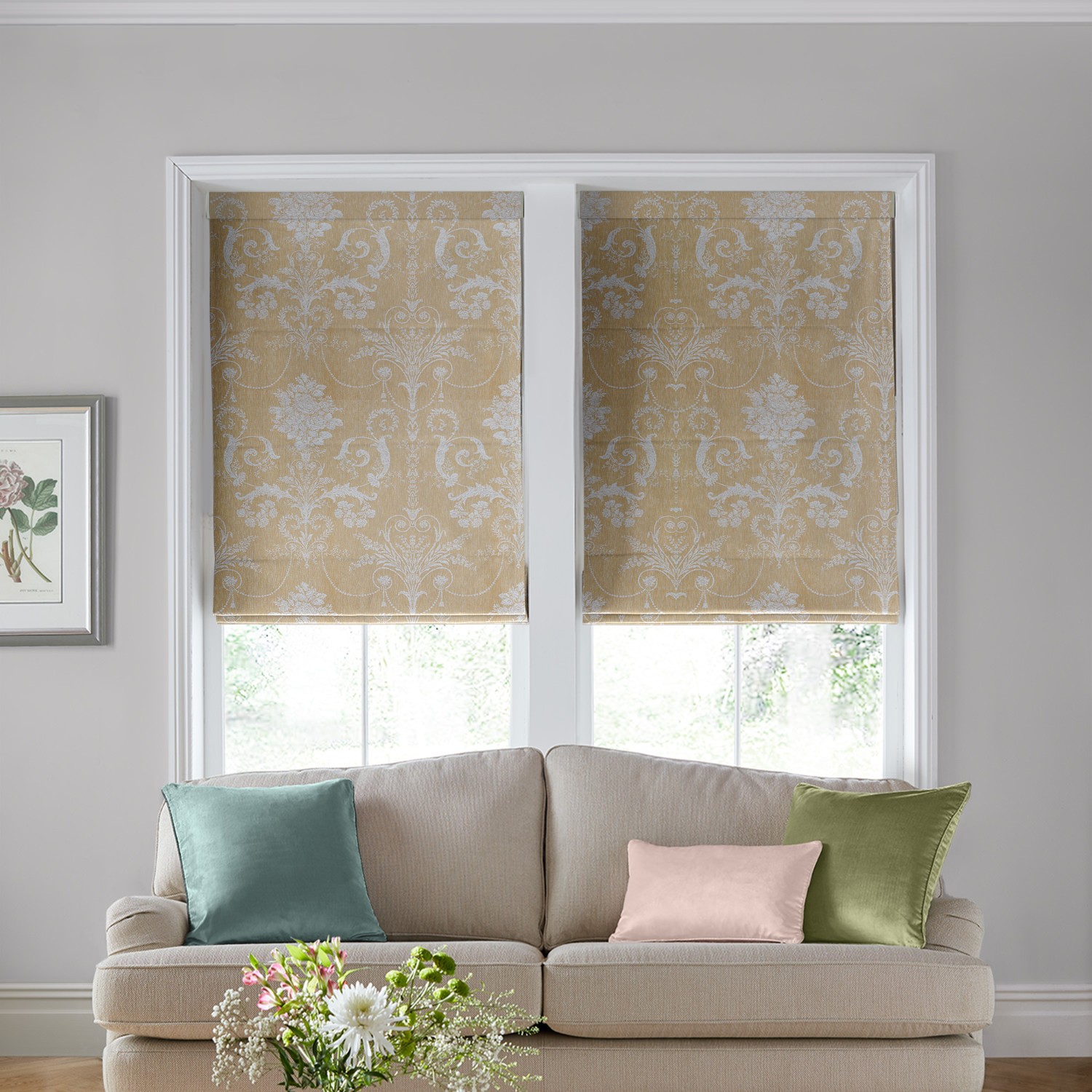 Laura Ashley Josette Woven Gold Roman Blind