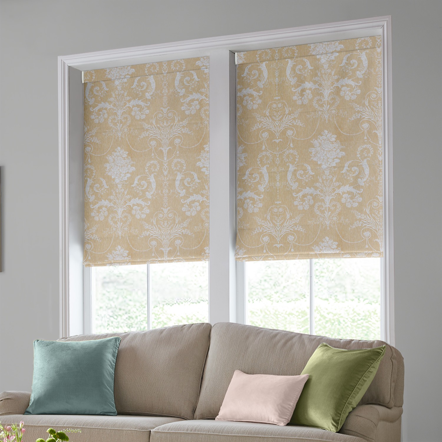 Laura Ashley Josette Woven Gold Roman Blind