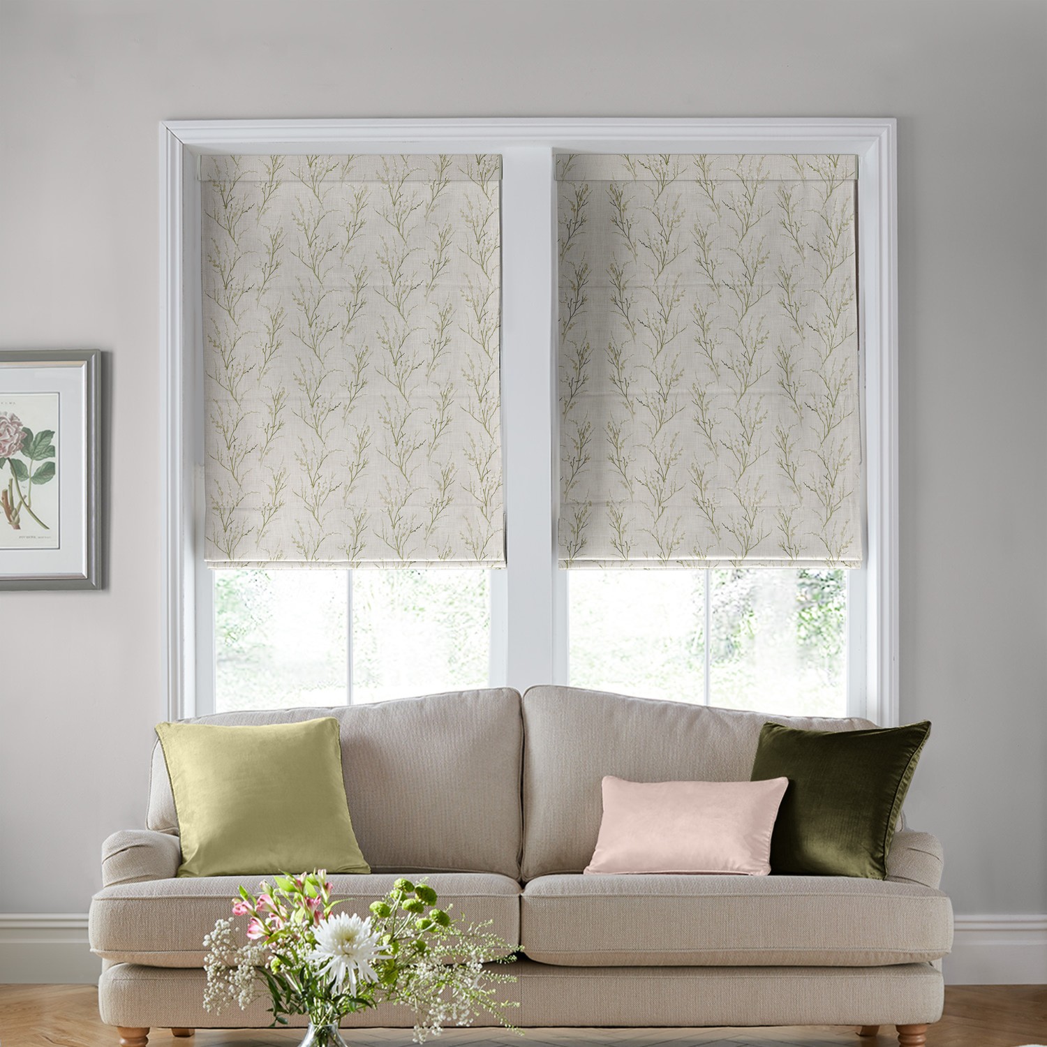 Laura Ashley Pussy Willow Embroidery Hedgerow Roman Blind