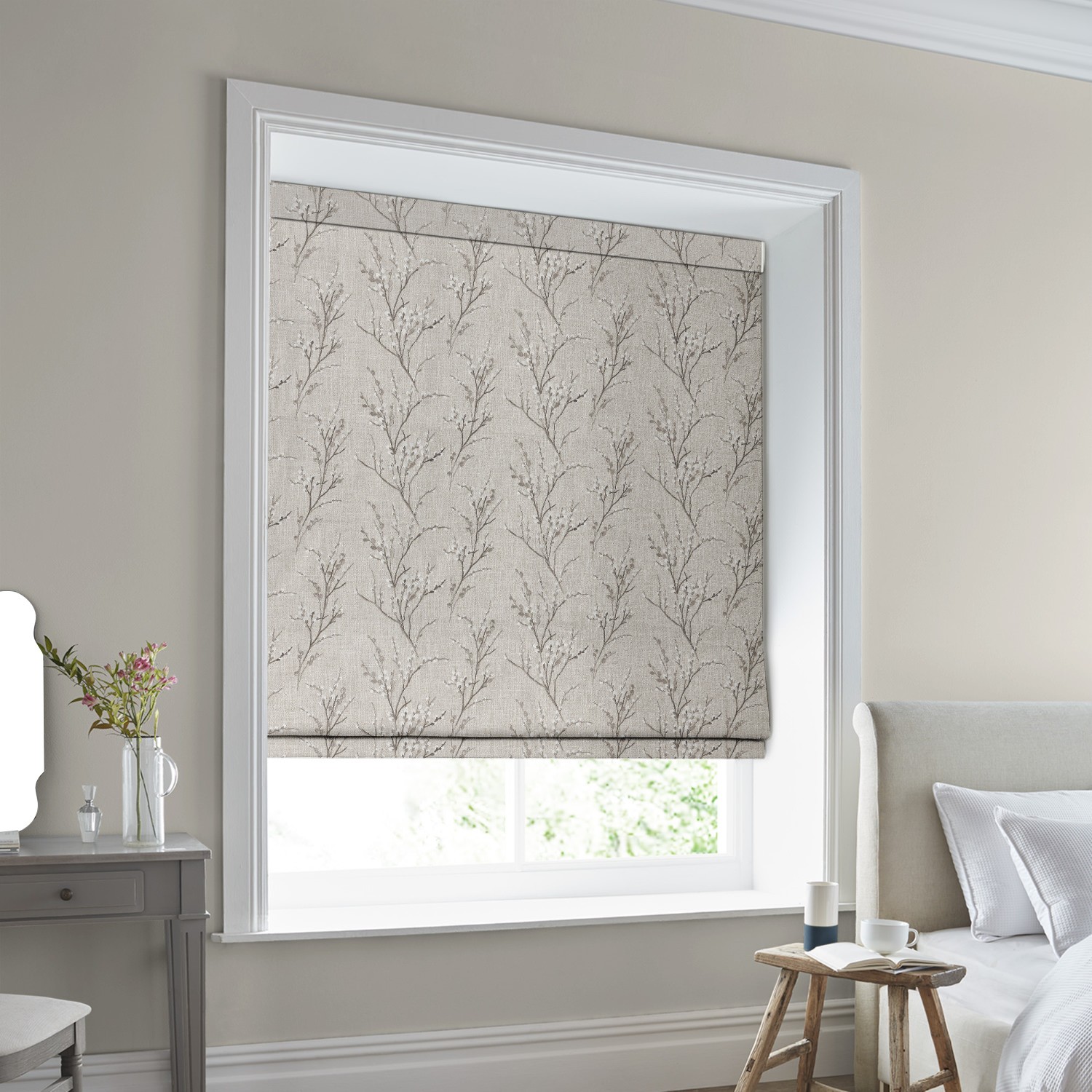Laura Ashley Pussy Willow Embroidery Steel Roman Blind