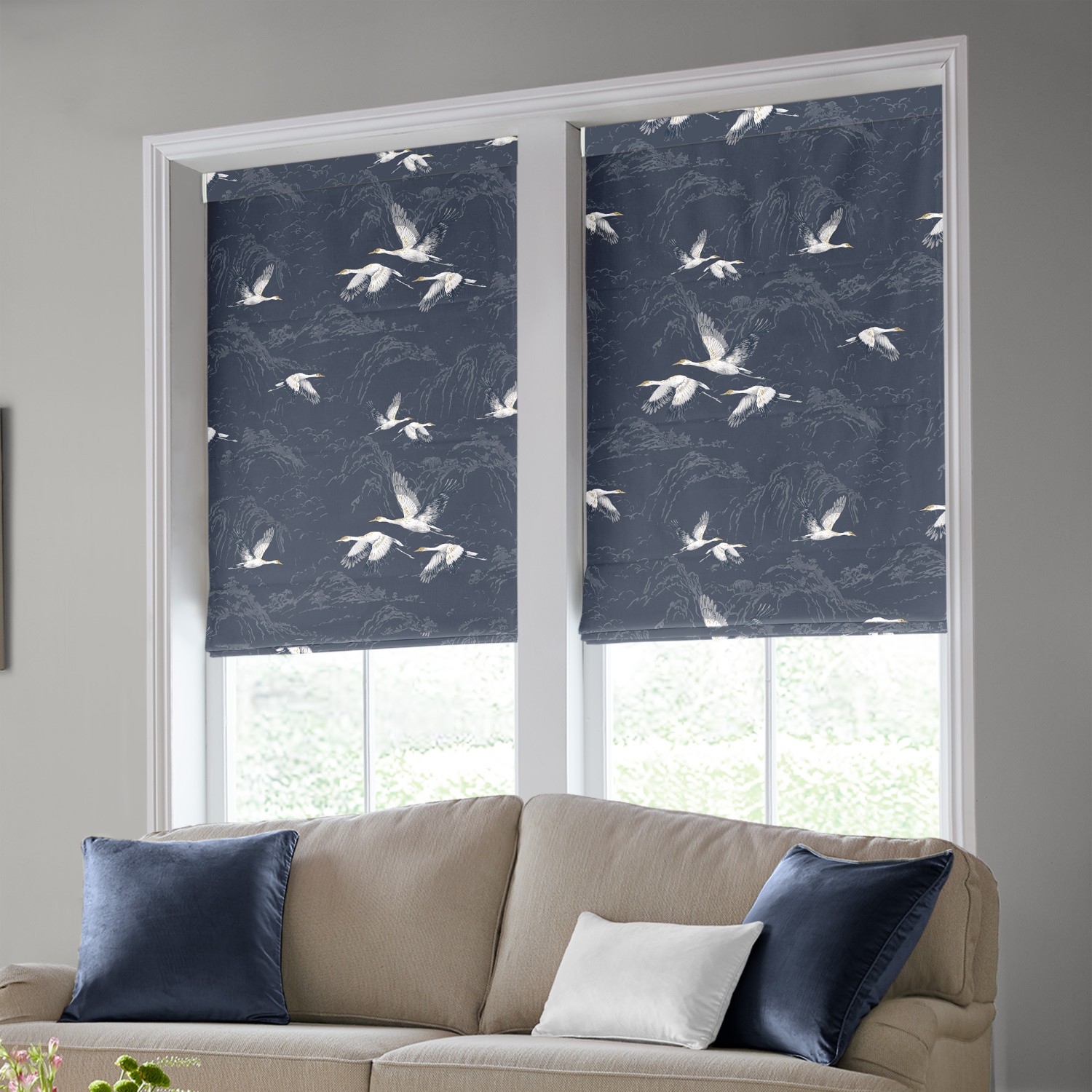 Laura Ashley Animalia Midnight Roman Blind