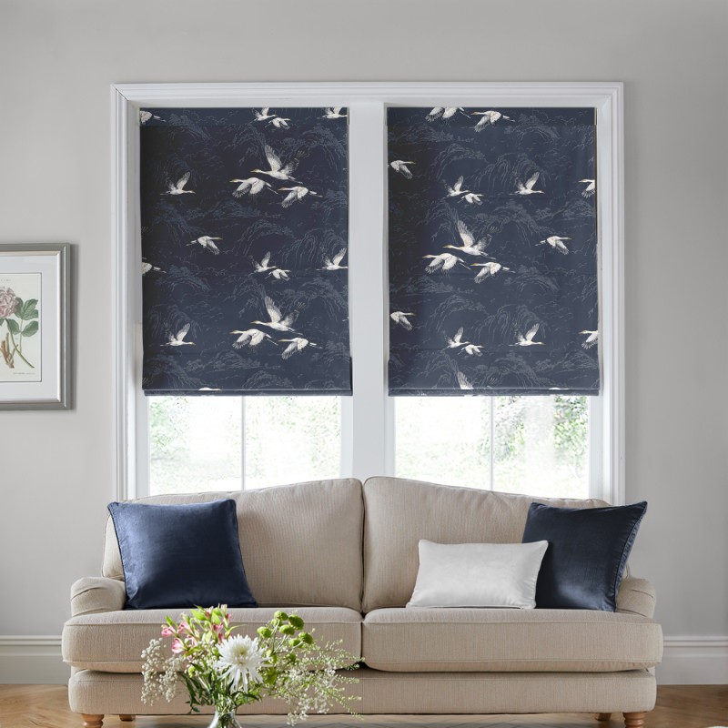 Laura Ashley Animalia Midnight Roman Blind