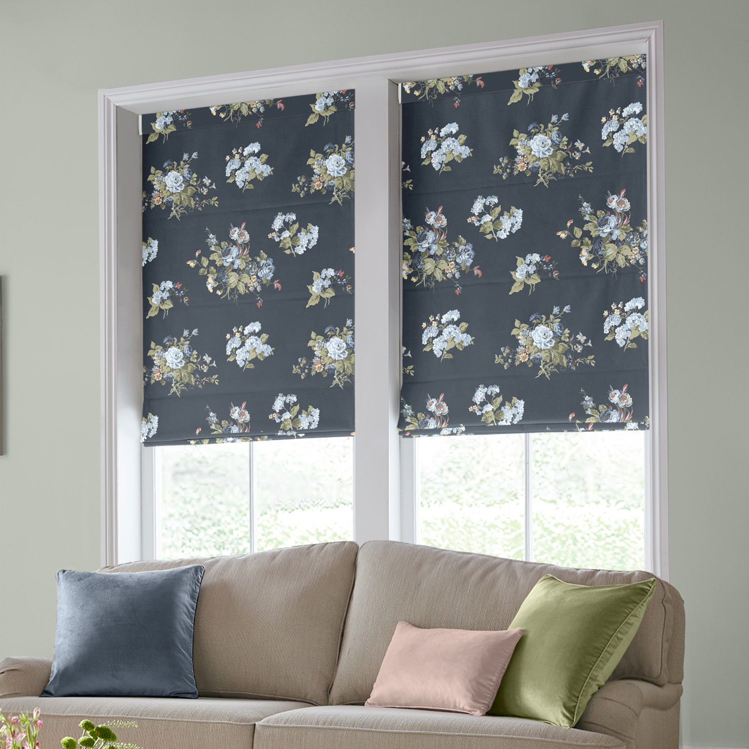 Laura Ashley Rosemore Midnight Roman Blind