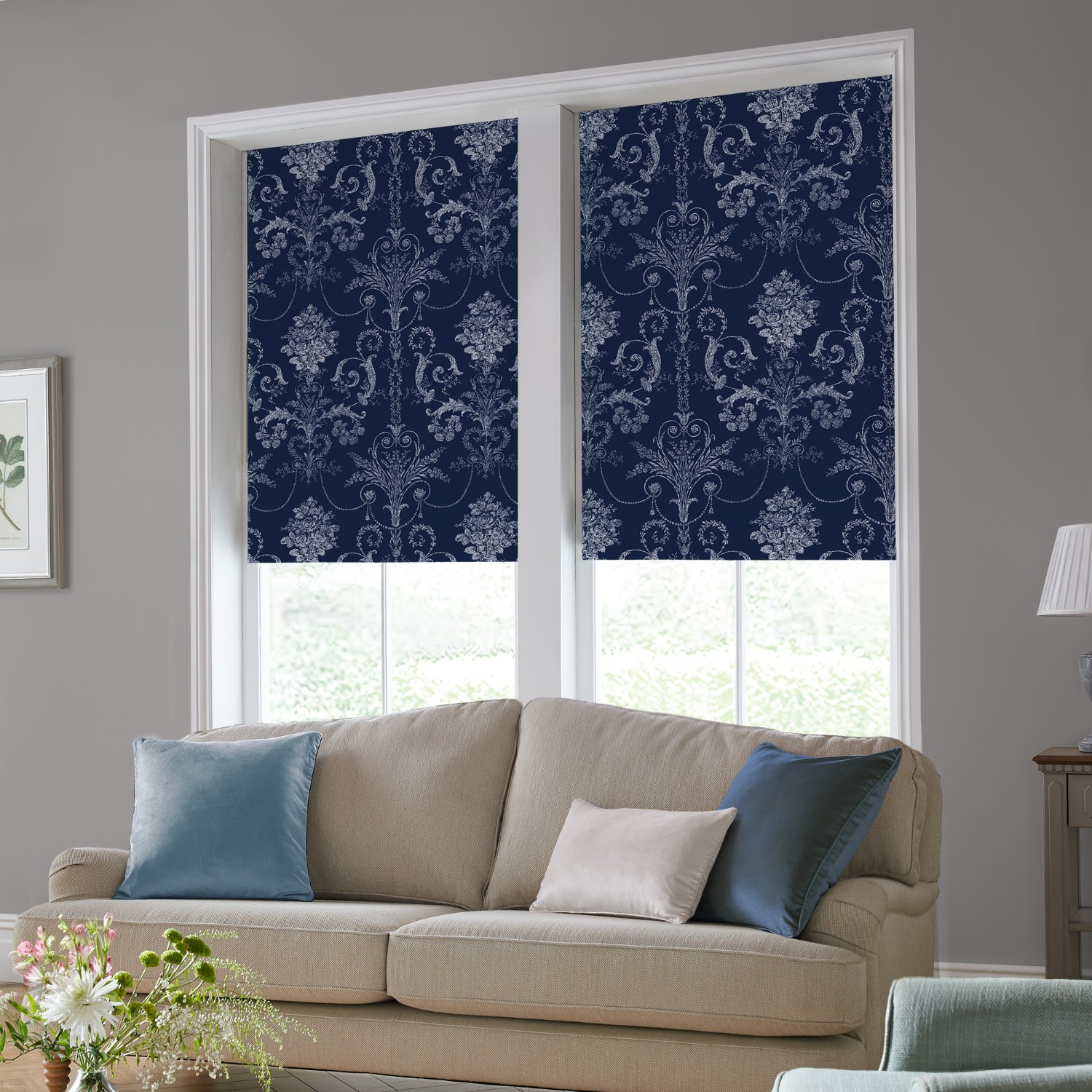 Laura Ashley Josette Midnight Dimout Roller Blind