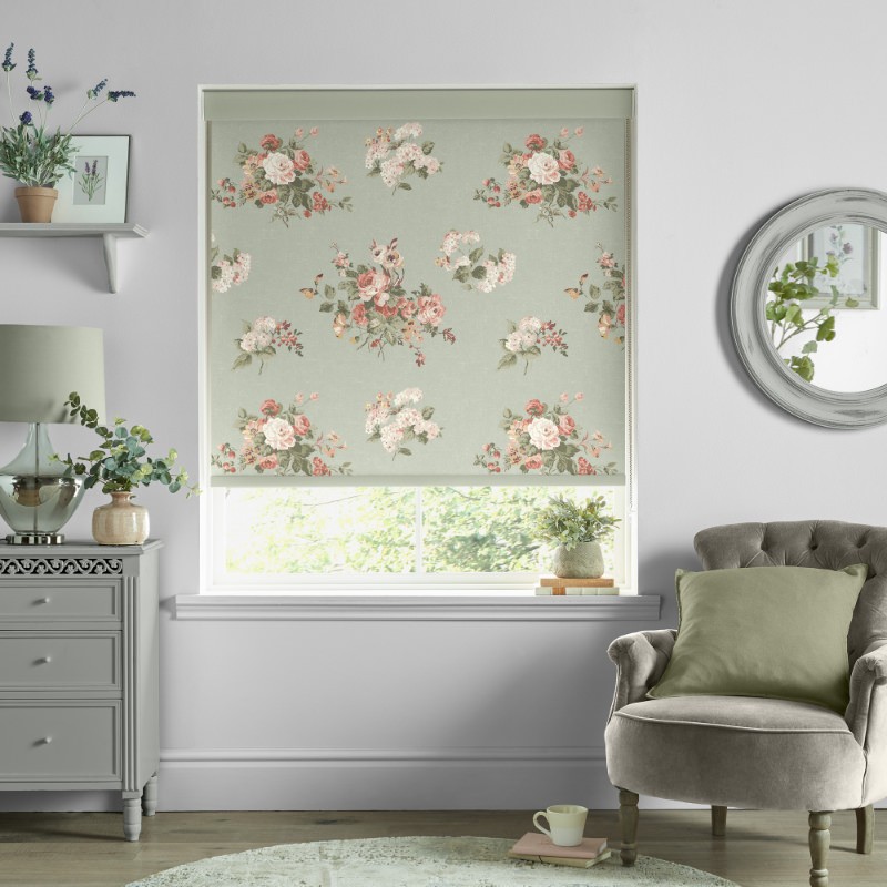 Laura Ashley Rosemore Sage Dimout Roller Blind