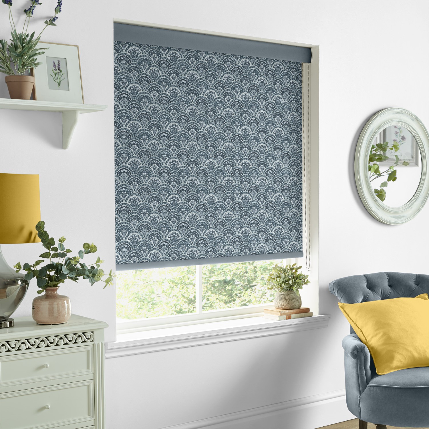 Laura Ashley Musica Dusky Seaspray Blackout Roller Blind