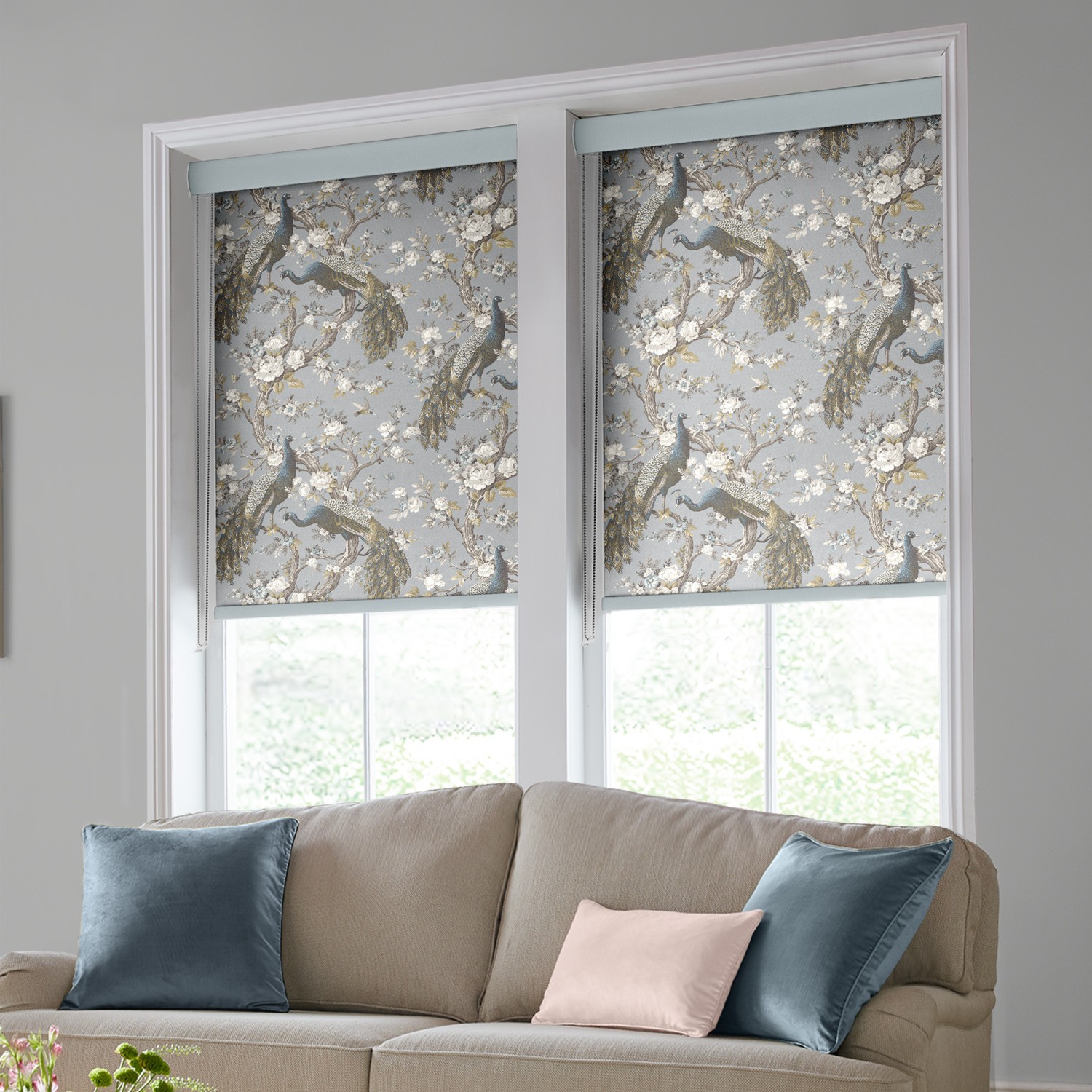 Laura Ashley Belvedere Chalk Blue Blackout Roller Blind