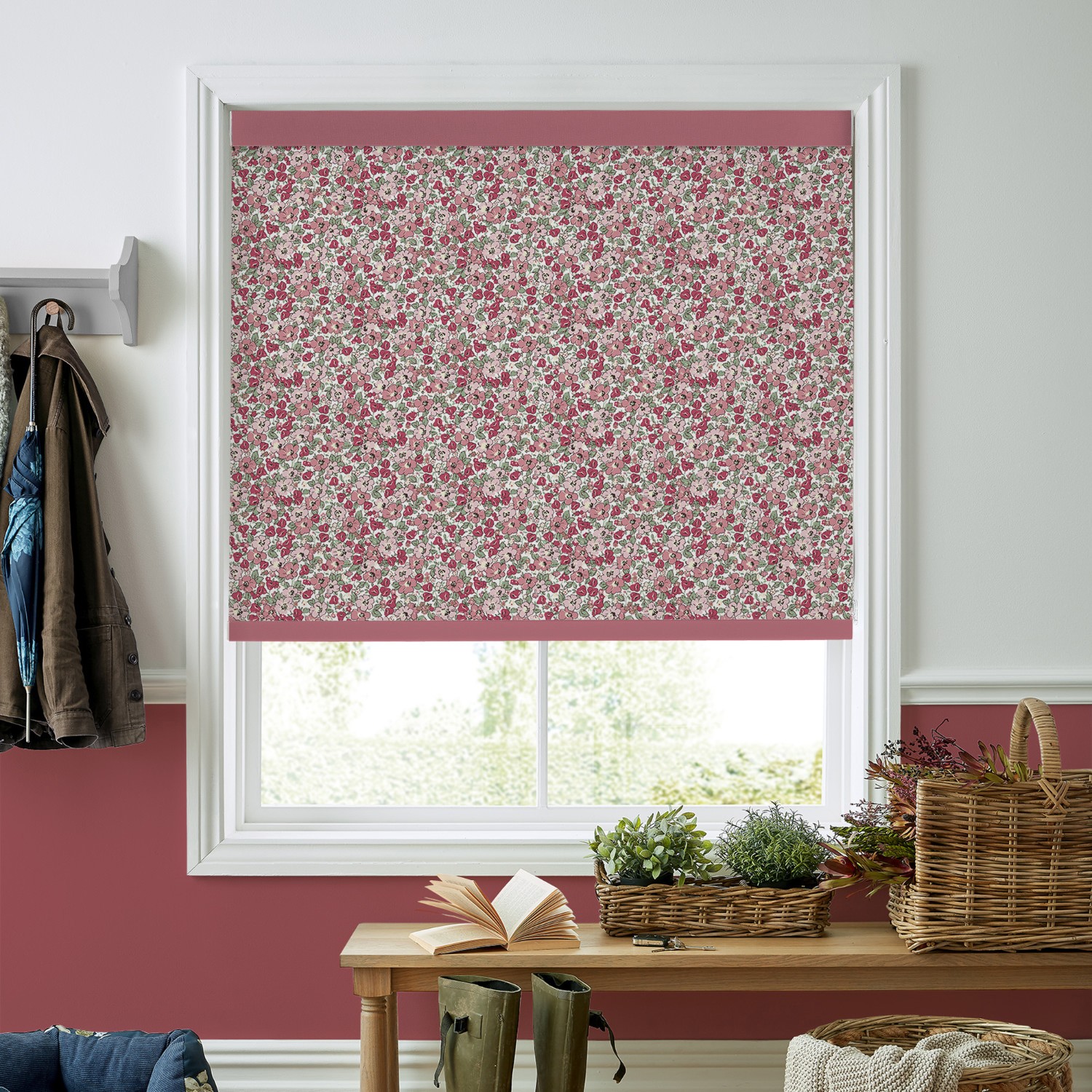 Laura Ashley Libby Floral Blush Blackout Roller Blind