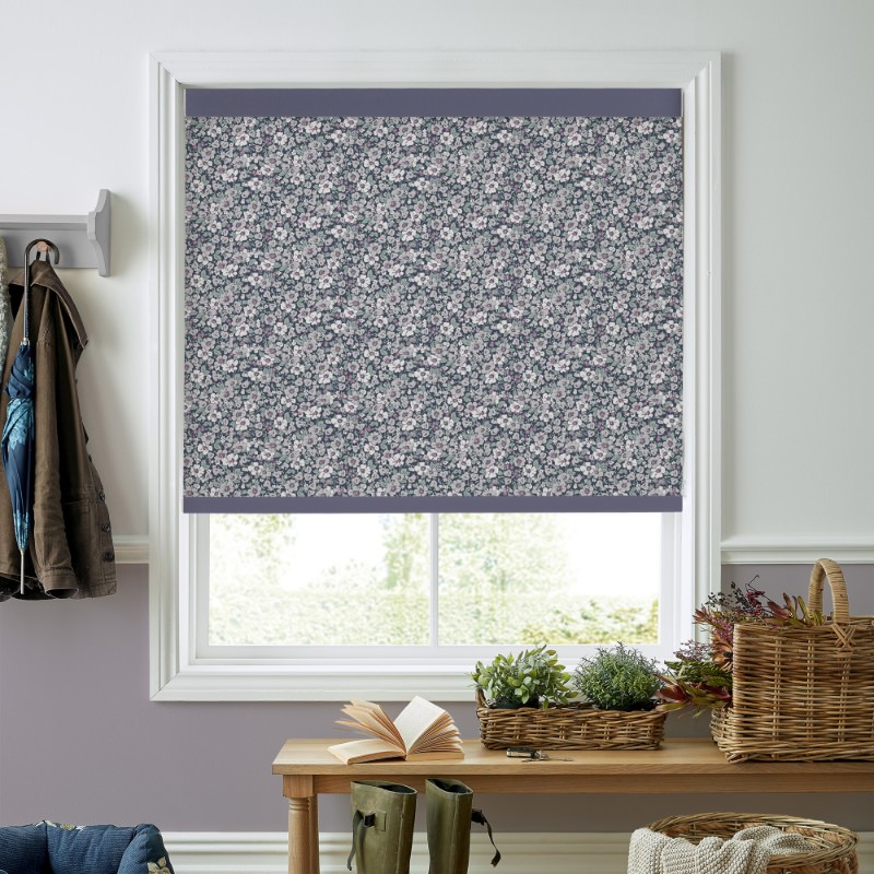 Laura Ashley Libby Floral Grape Dimout Roller Blind