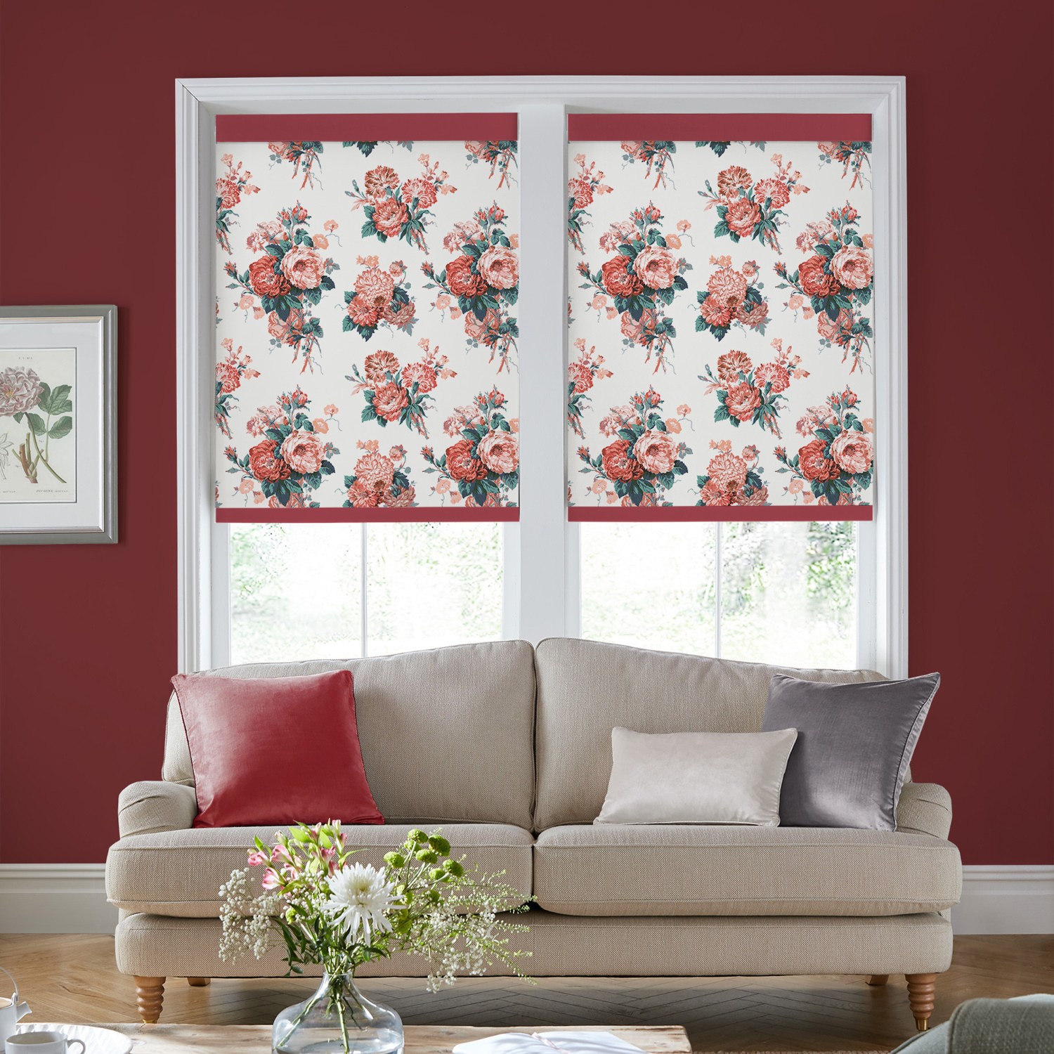 Laura Ashley Cecilia Red Blackout Roller Blind
