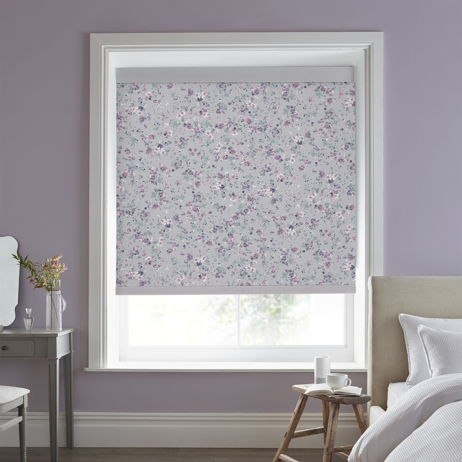 Laura Ashley Blossoms Lavender Blackout Roller Blind