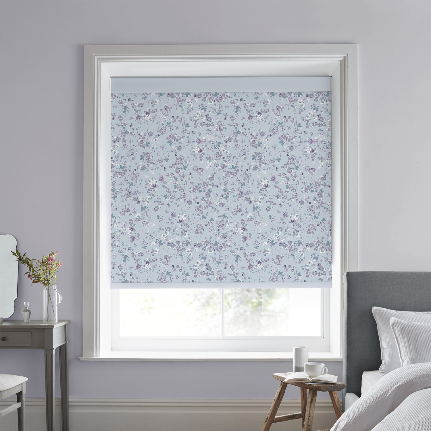 Laura Ashley Blossoms Blue Dimout Roller Blind
