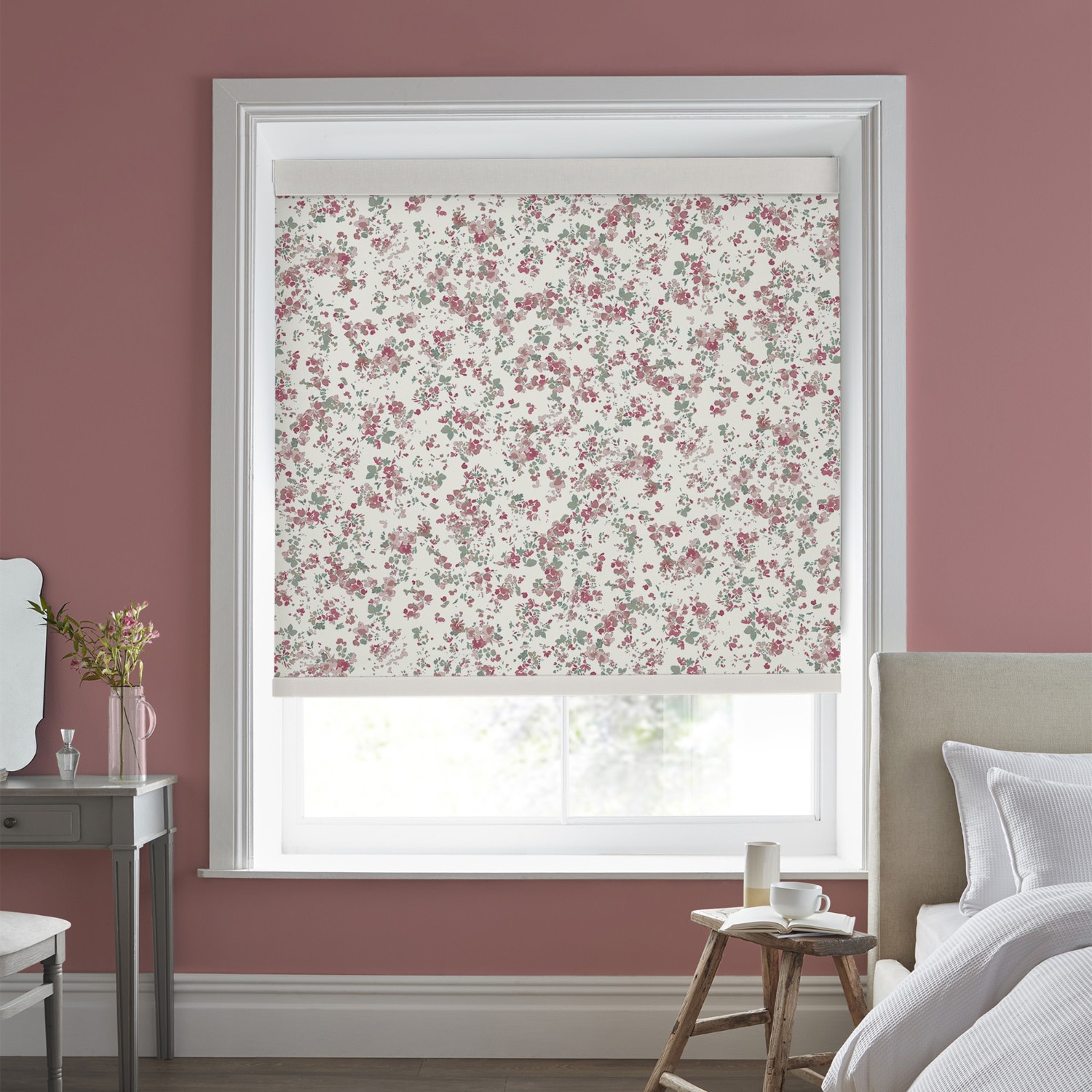Laura Ashley Blossoms Blush Blackout Roller Blind