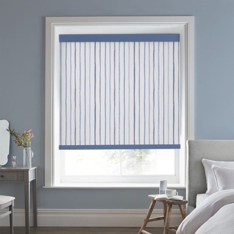 Laura Ashley Painterly Stripe Blue Dimout Roller Blind
