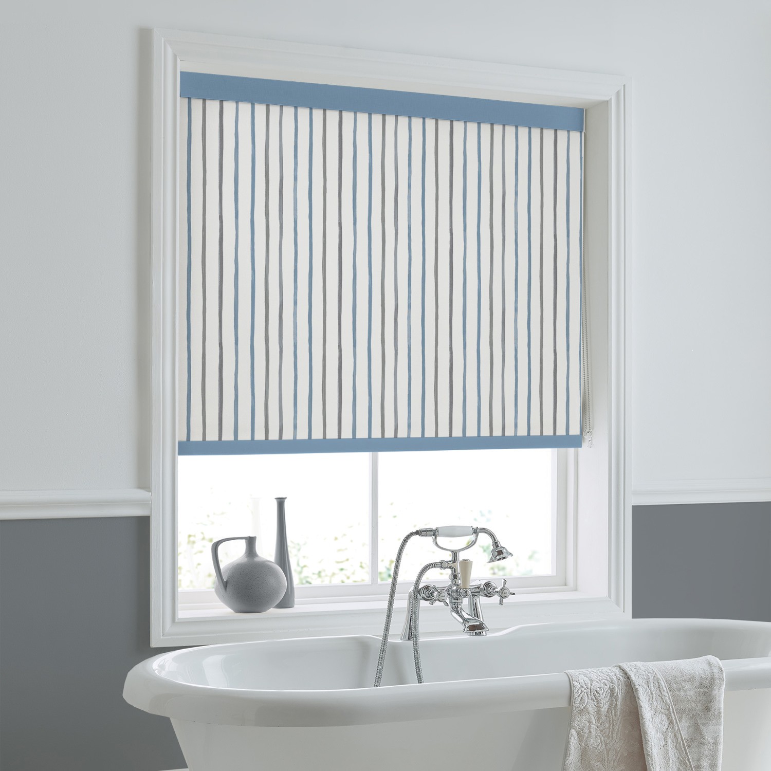 Laura Ashley Painterly Stripe River Dimout Roller Blind