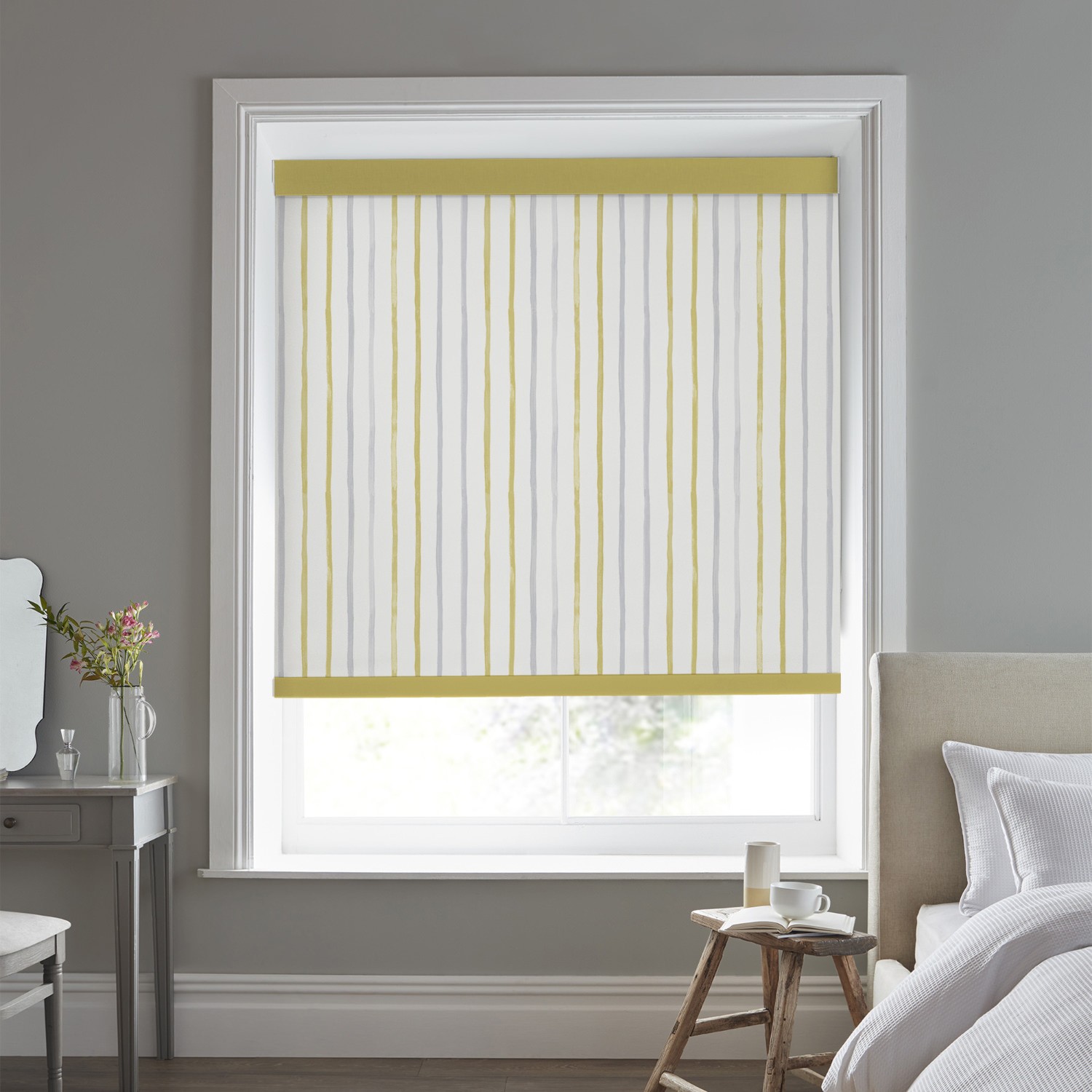 Laura Ashley Painterly Stripe Yellow Blackout Roller Blind