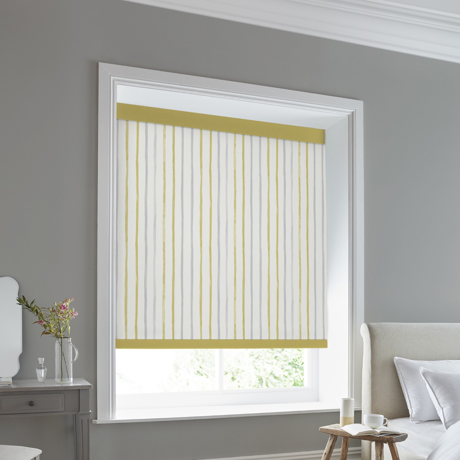 Laura Ashley Painterly Stripe Yellow Blackout Roller Blind