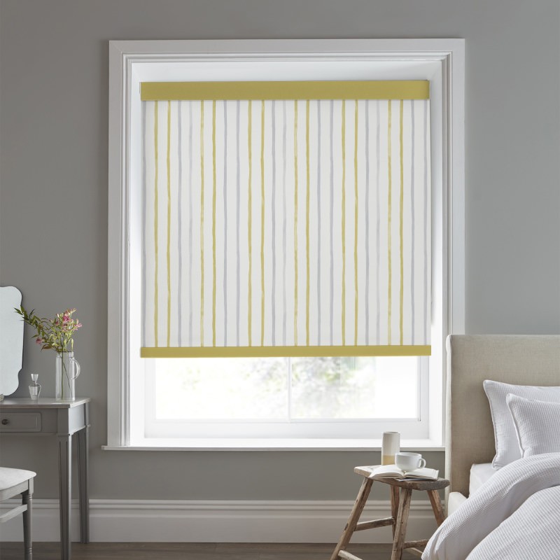 Laura Ashley Painterly Stripe Yellow Dimout Roller Blind