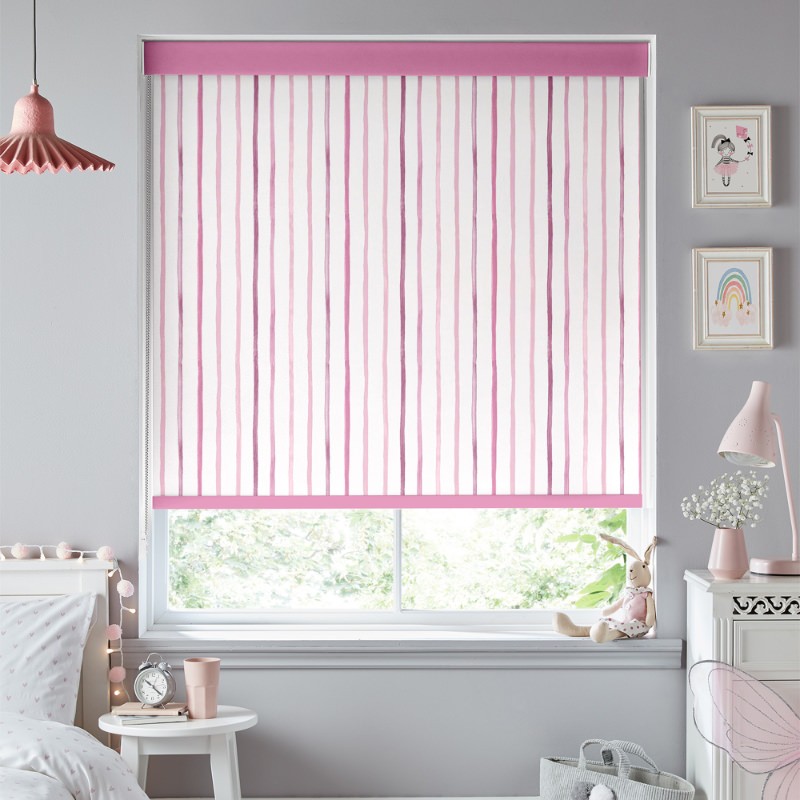 Laura Ashley Painterly Stripe Pink Dimout Roller Blind