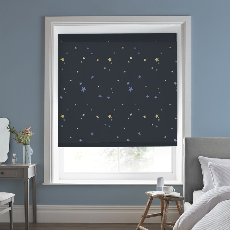 Laura Ashley Painterly Stars Midnight Dimout Roller Blind