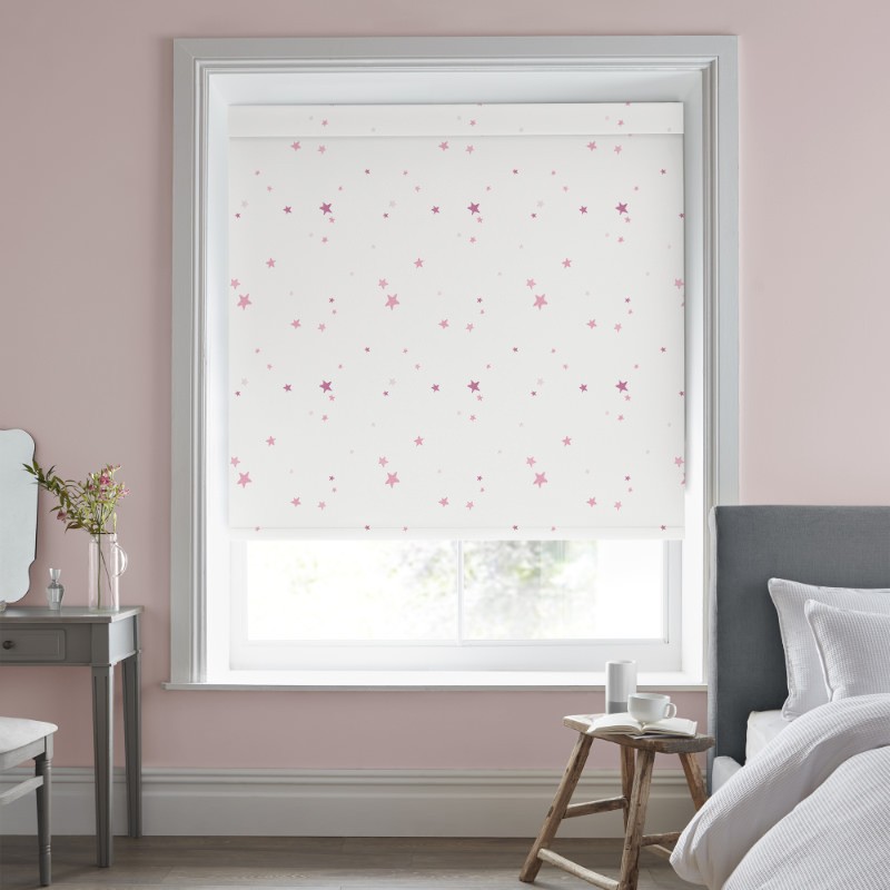 Laura Ashley Painterly Stars Pink Dimout Roller Blind