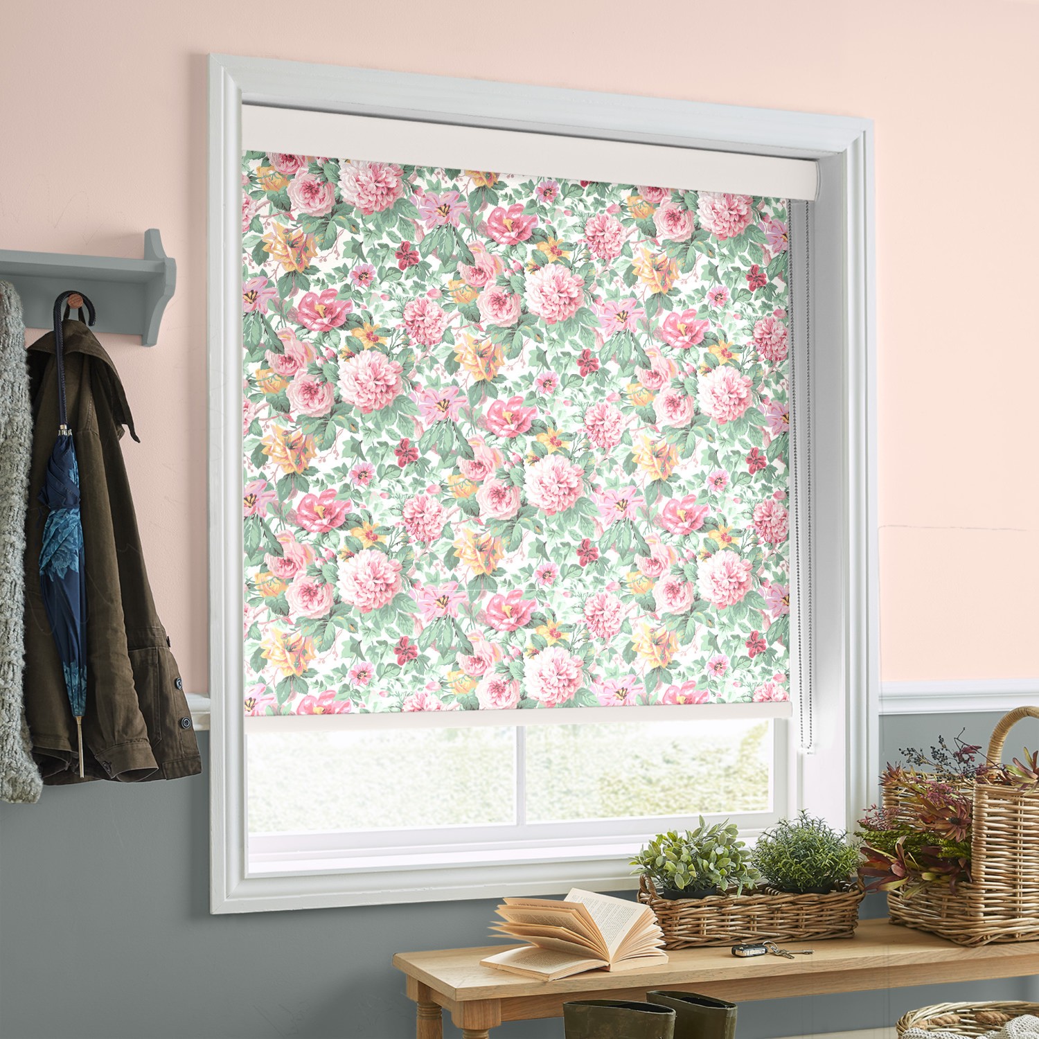 Laura Ashley Aveline Rose Blackout Roller Blind | Dotcomblinds